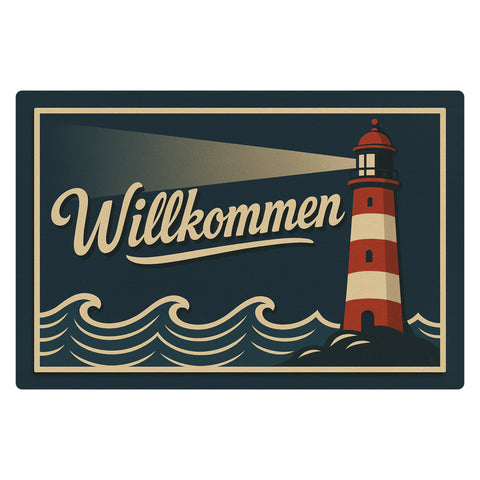 Willkommen Leuchtturm Blechschild