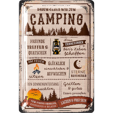 Blechschild Darum Gehen Wir Zum Camping
