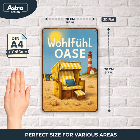 AstraDesign® Markenschild Wohlfühl Oase Blechschild - 20x30cm