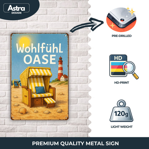 AstraDesign® Markenschild Wohlfühl Oase Blechschild - 20x30cm