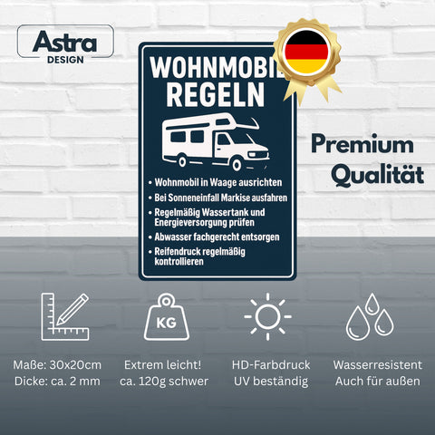 Wohnmobil Regeln Blechschild 