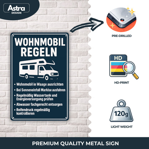 Wohnmobil Regeln Blechschild - 20x30cm