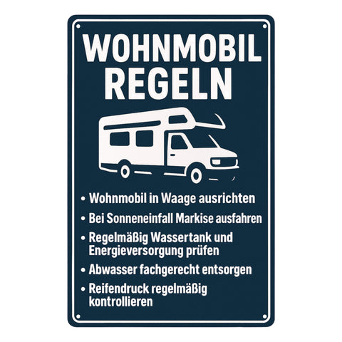 Wohnmobil Regeln Blechschild 