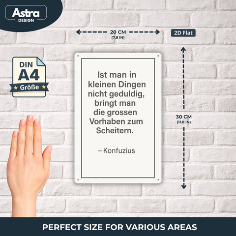 Zitat Konfuzius Geduld Blechschild - 20x30cm