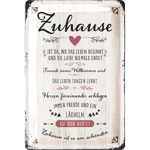 Blechschild Zuhause
