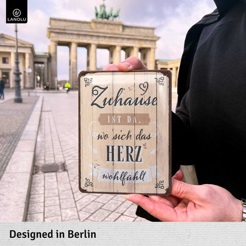 Blechschild Zuhause ist da (braun)