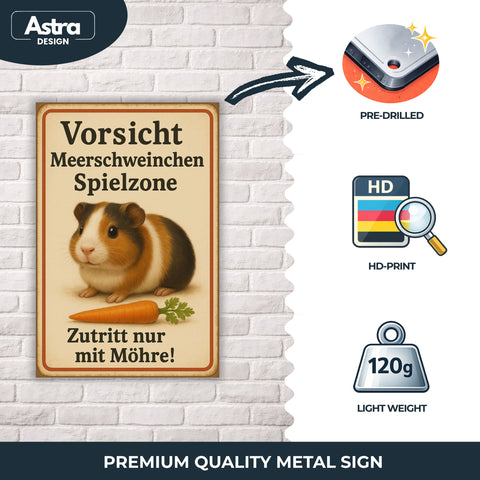 Meerschweinchen Spielzone Blechschild - 20x30cm